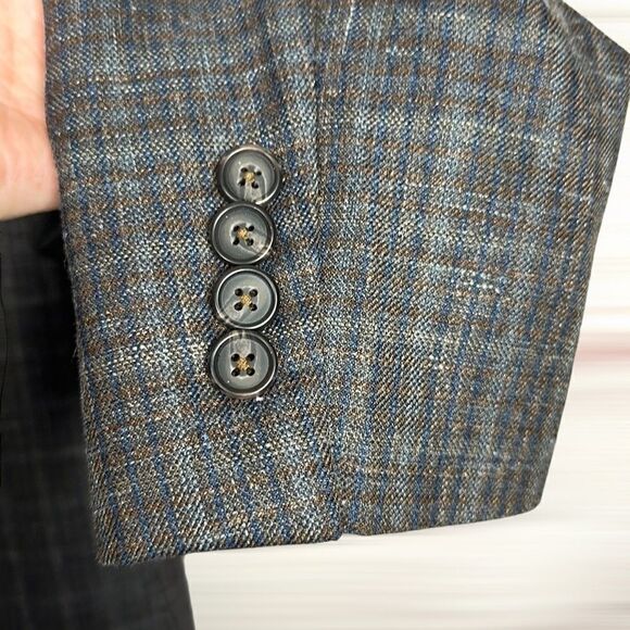 Lauren Ralph Lauren Wool Silk Linen Blend Plaid Single Breasted Blazer 40R - Picture 5 of 12
